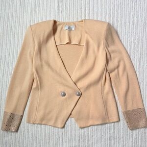 Vintage St. John Evening By Marie Gray Women's Cream Knit Blazer